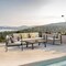 Armen Living Nofi 4 piece Outdoor Patio Set in Charcoal Finish with Taupe Cushions and Teak Wood SETODNOBE - alternate 9